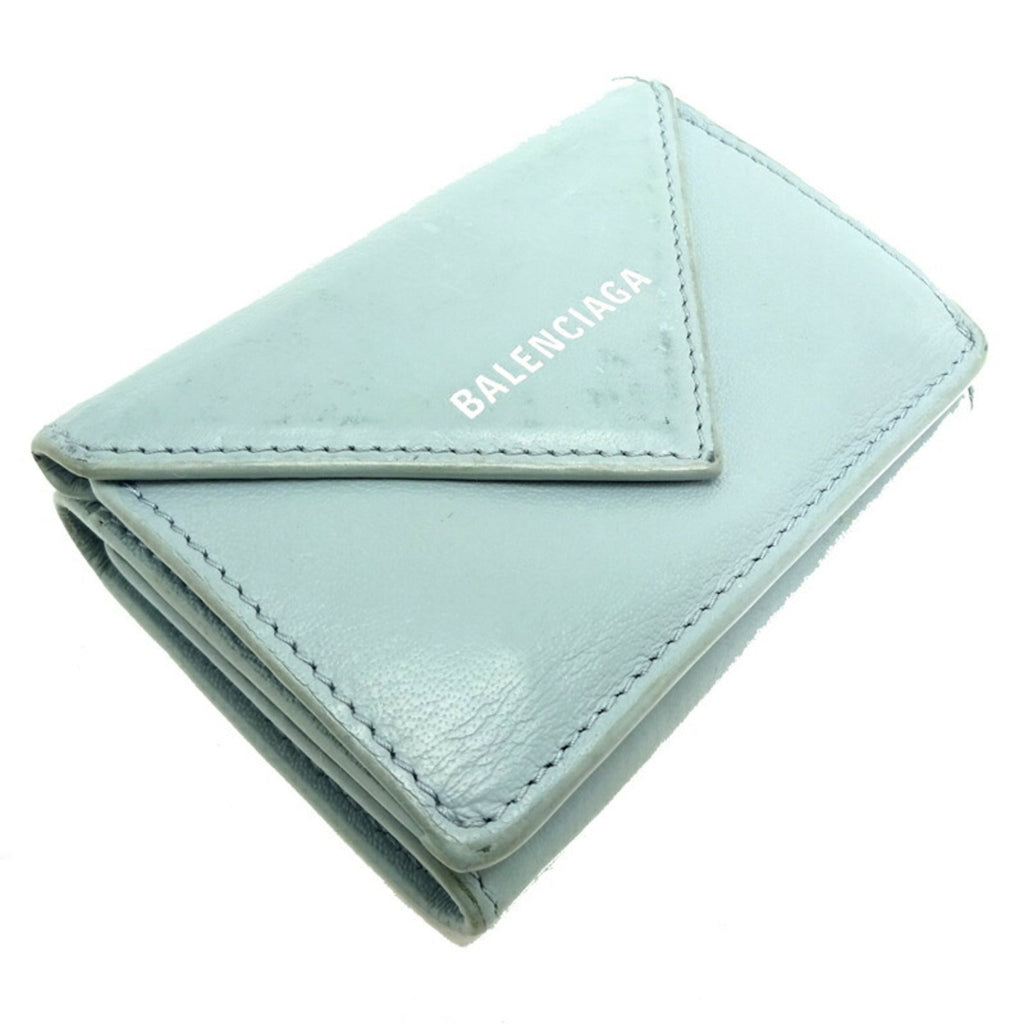 Balenciaga Light Blue Leather Wallet (Tri-Fold)