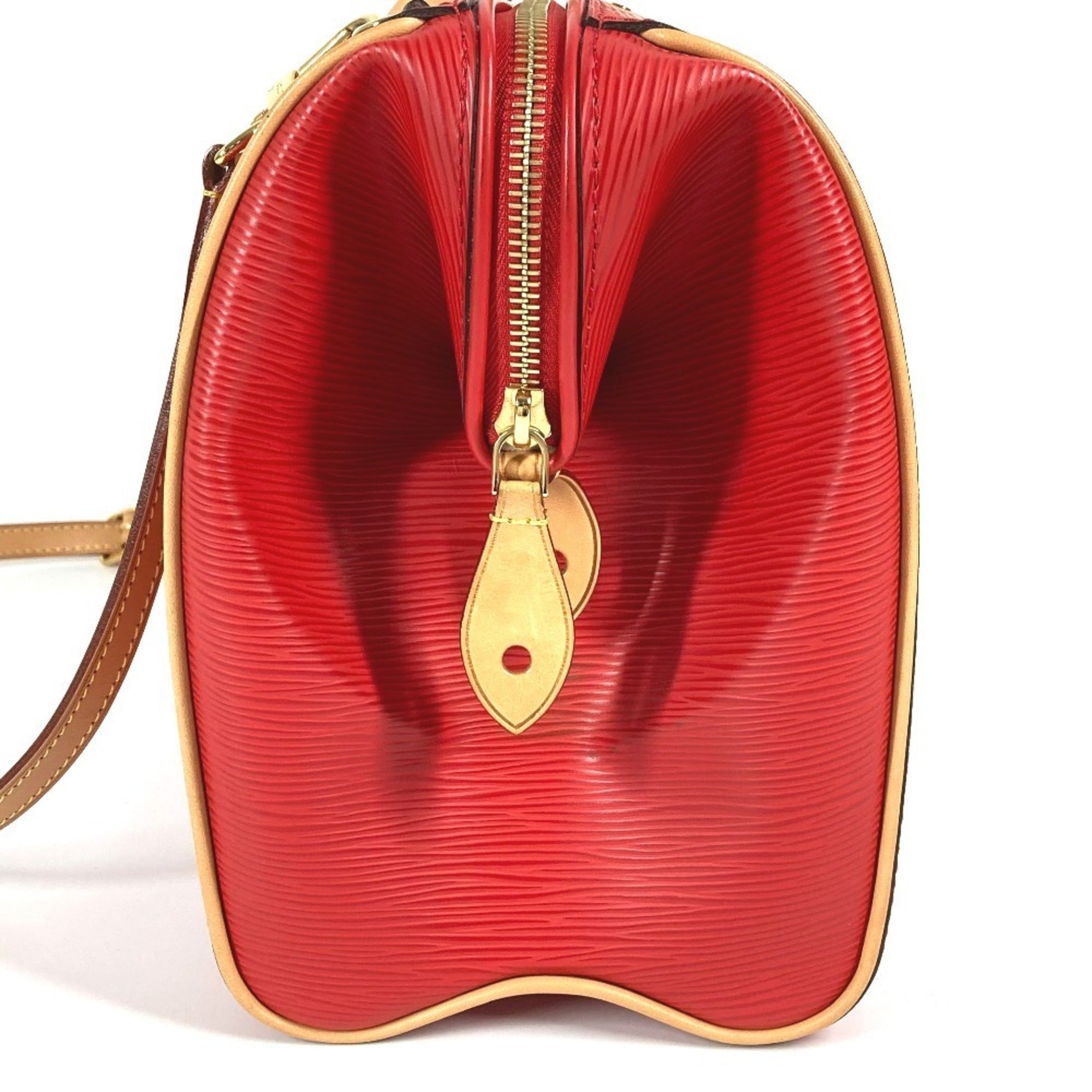 Louis Vuitton Red Color Epi Leather Boston Bag Handbag Shoulder Bag