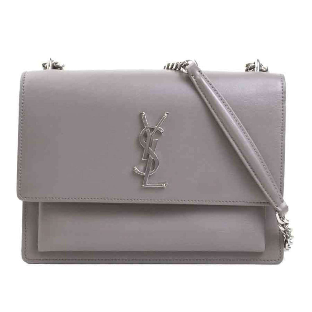 Saint Laurent Gray Silver Leather Metal Shoulder Bag (Pre-Owned)