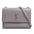 Saint Laurent Gray Silver Leather Metal Shoulder Bag (Pre-Owned)