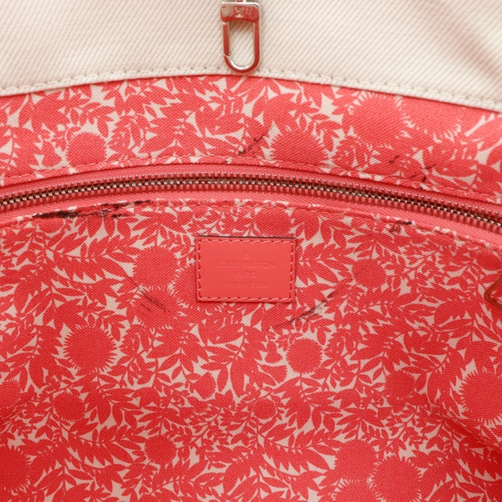 Louis Vuitton Corail Ivory Pink White Canvas Tote Bag