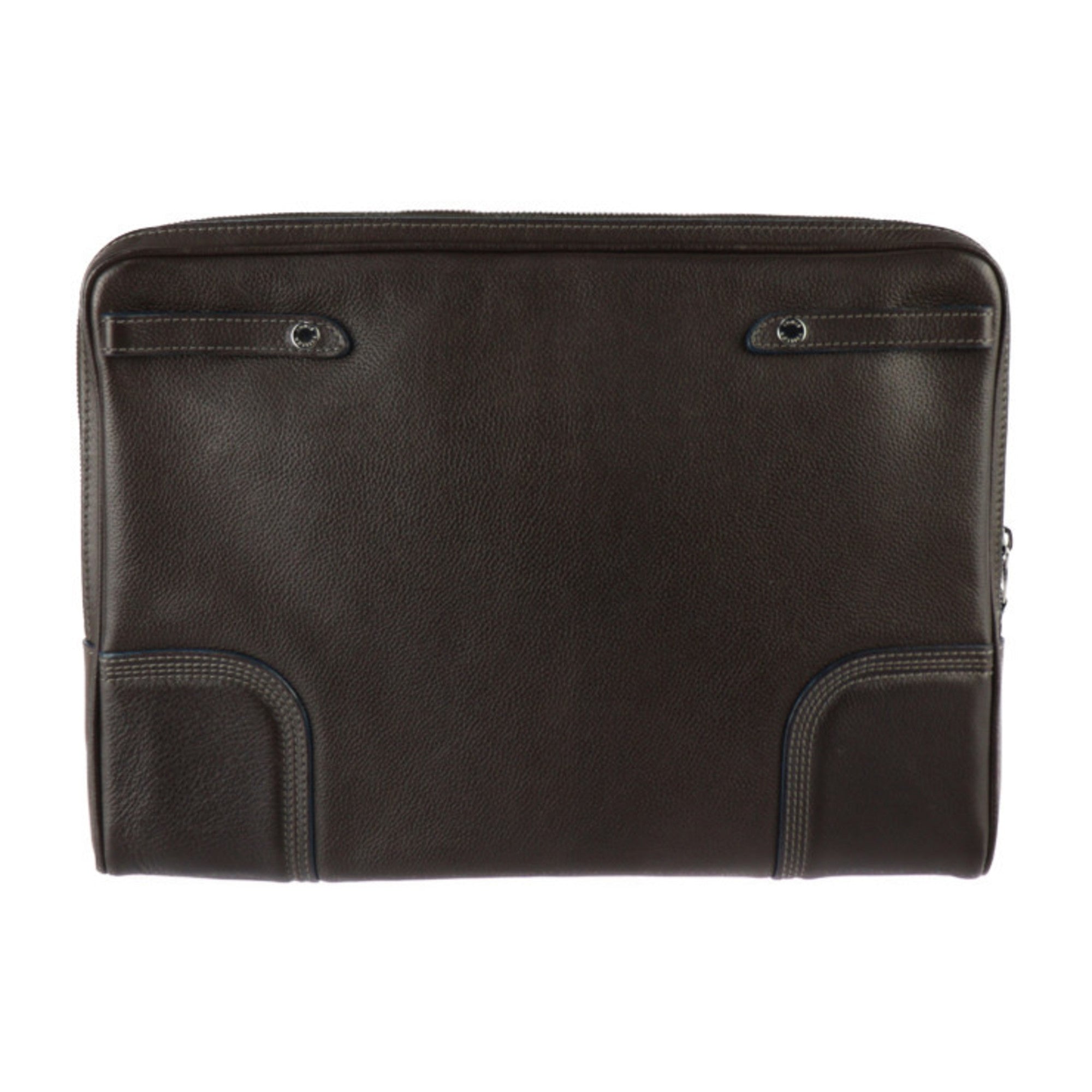 Louis Vuitton Brown Leather Clutch Bag Handbag