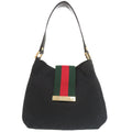 Gucci Black Gg Canvas Leather Shoulder Bag (Pre-Owned)