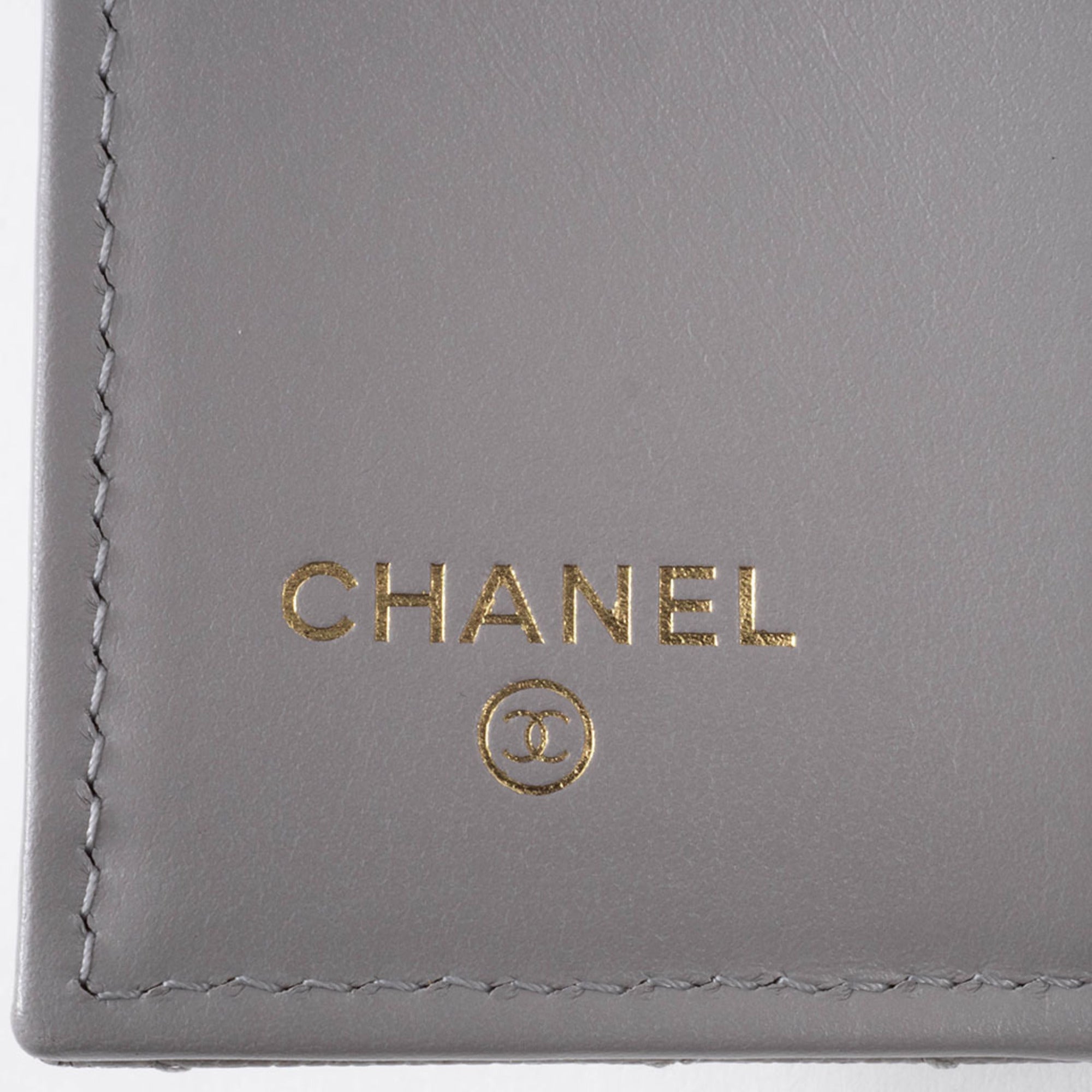 Chanel Grayish Leather Wallet (Tri-Fold)