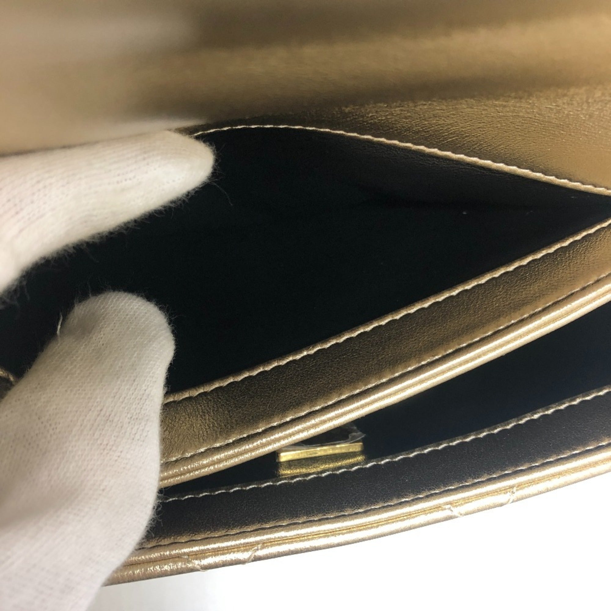 Chanel Matelasse Gold Leather Handbag Shoulder Bag