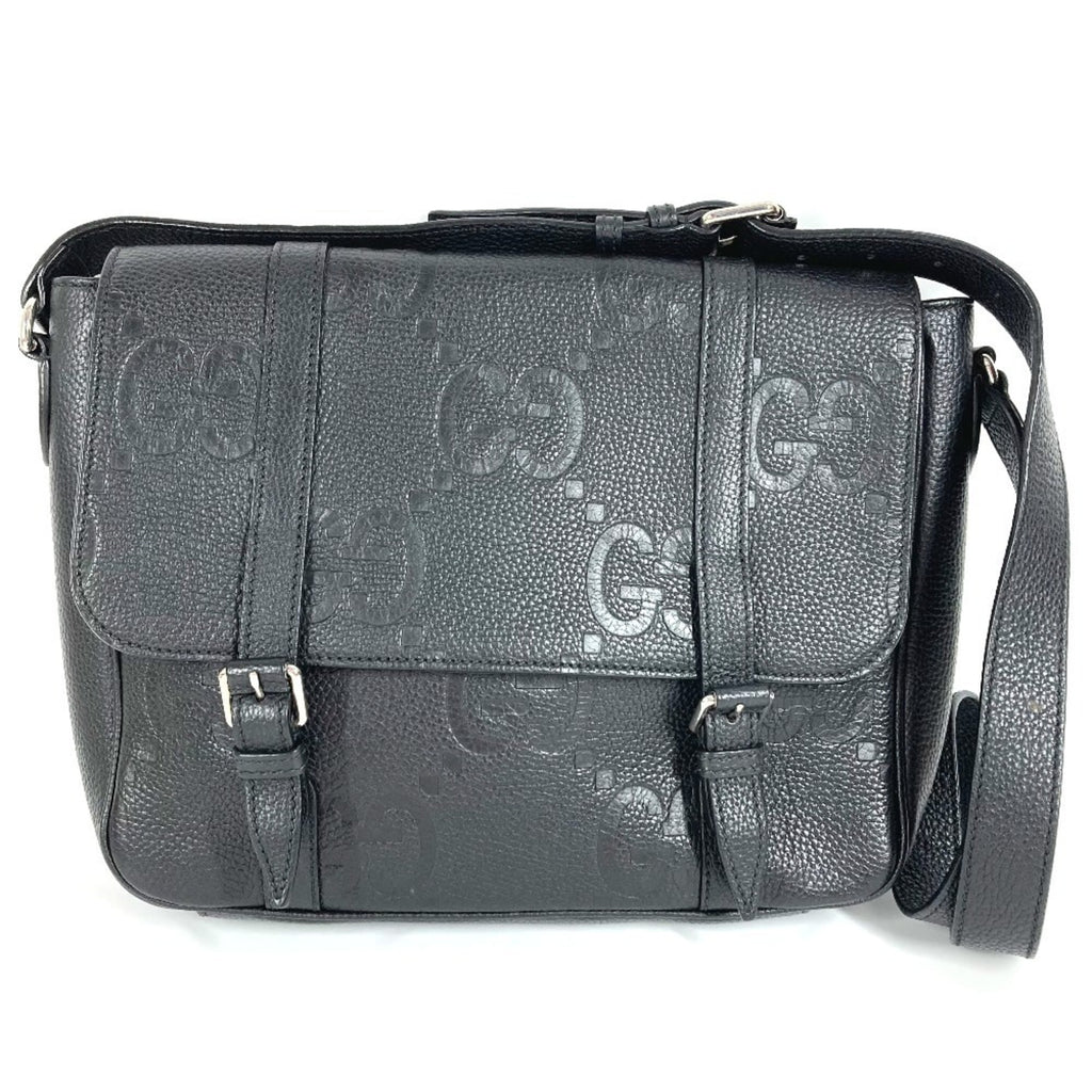 Gucci Black Leather Messenger Bag Shoulder Bag (Pre-Owned)