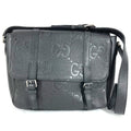 Gucci Black Leather Messenger Bag Shoulder Bag (Pre-Owned)