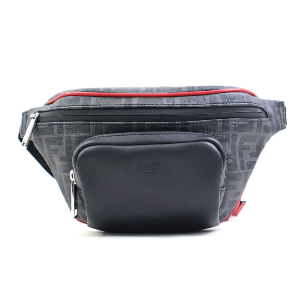 Fendi Black Red Color Leather Fanny Pack