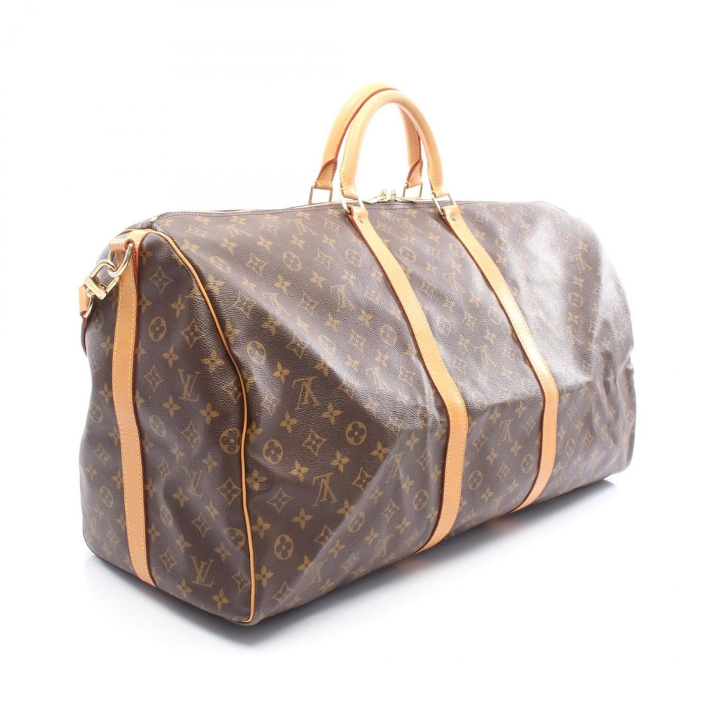Louis Vuitton Brown Coated Canvas Leather Boston Bag Handbag