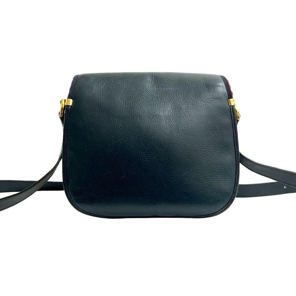 Gucci Navy Red Color Leather Pochette Shoulder Bag (Pre-Owned)