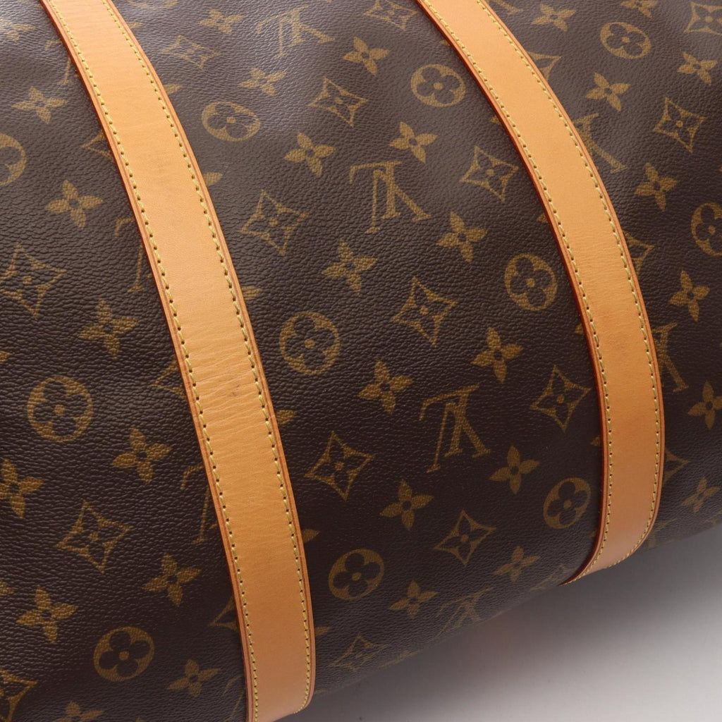 Louis Vuitton Brown Coated Canvas Leather Boston Bag Handbag