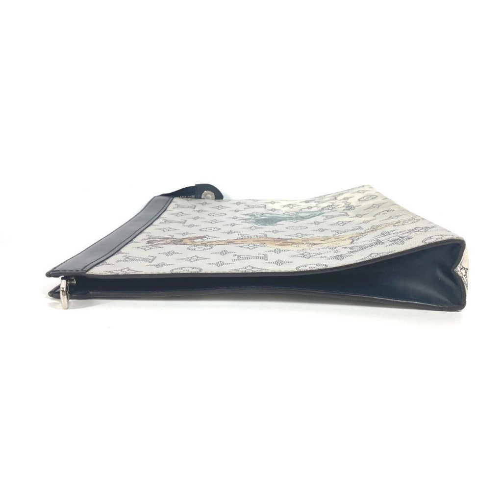 Louis Vuitton Navy White Leather Clutch Bag Pochette Pouch