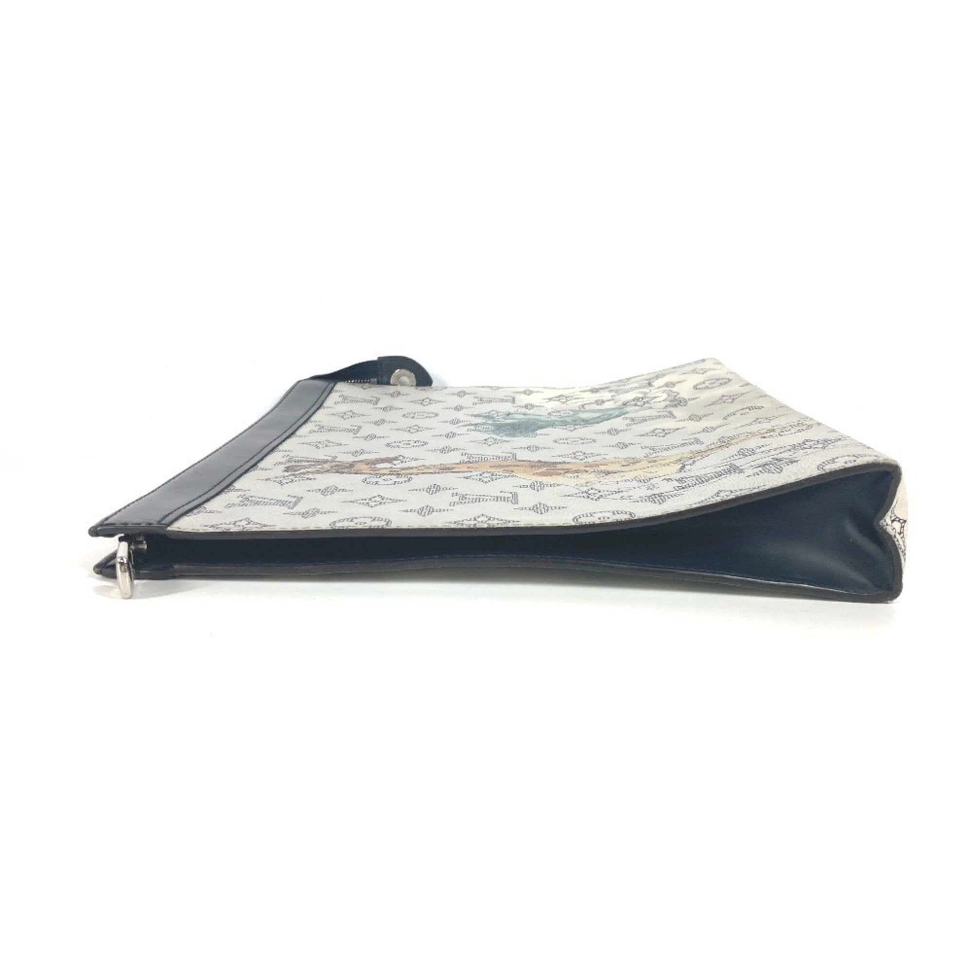 Louis Vuitton Navy White Leather Clutch Bag Pochette Pouch