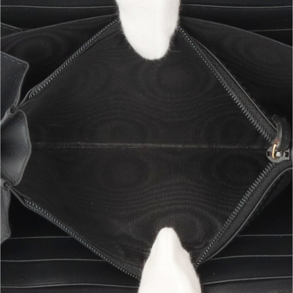 Gucci Beige Black Canvas Long Wallet (Bi-Fold) (Pre-Owned)