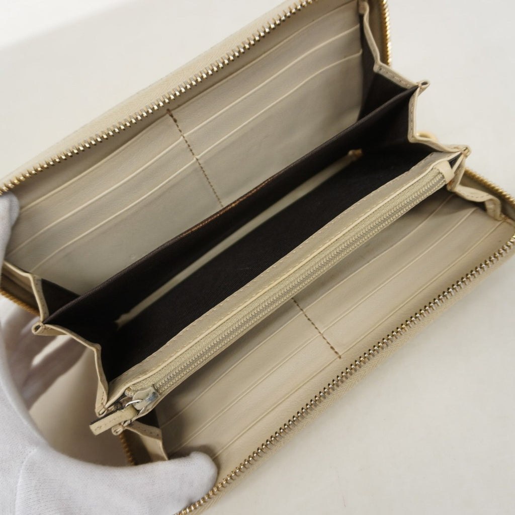 Gucci Beige Leather Long Wallet (Bi-Fold) (Pre-Owned)