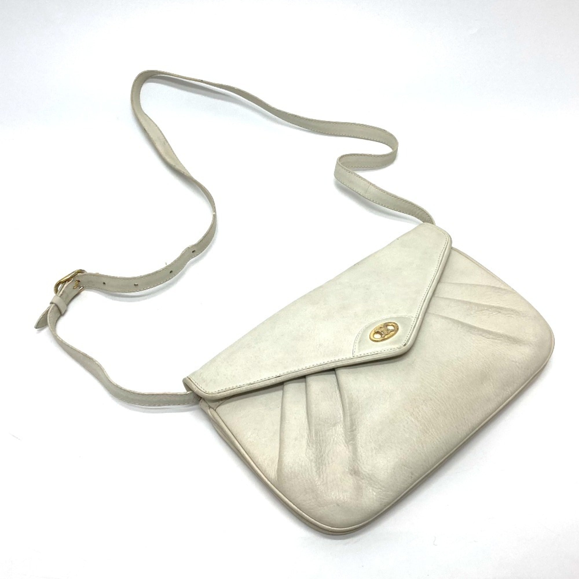 Celine White Leather Shoulder Bag