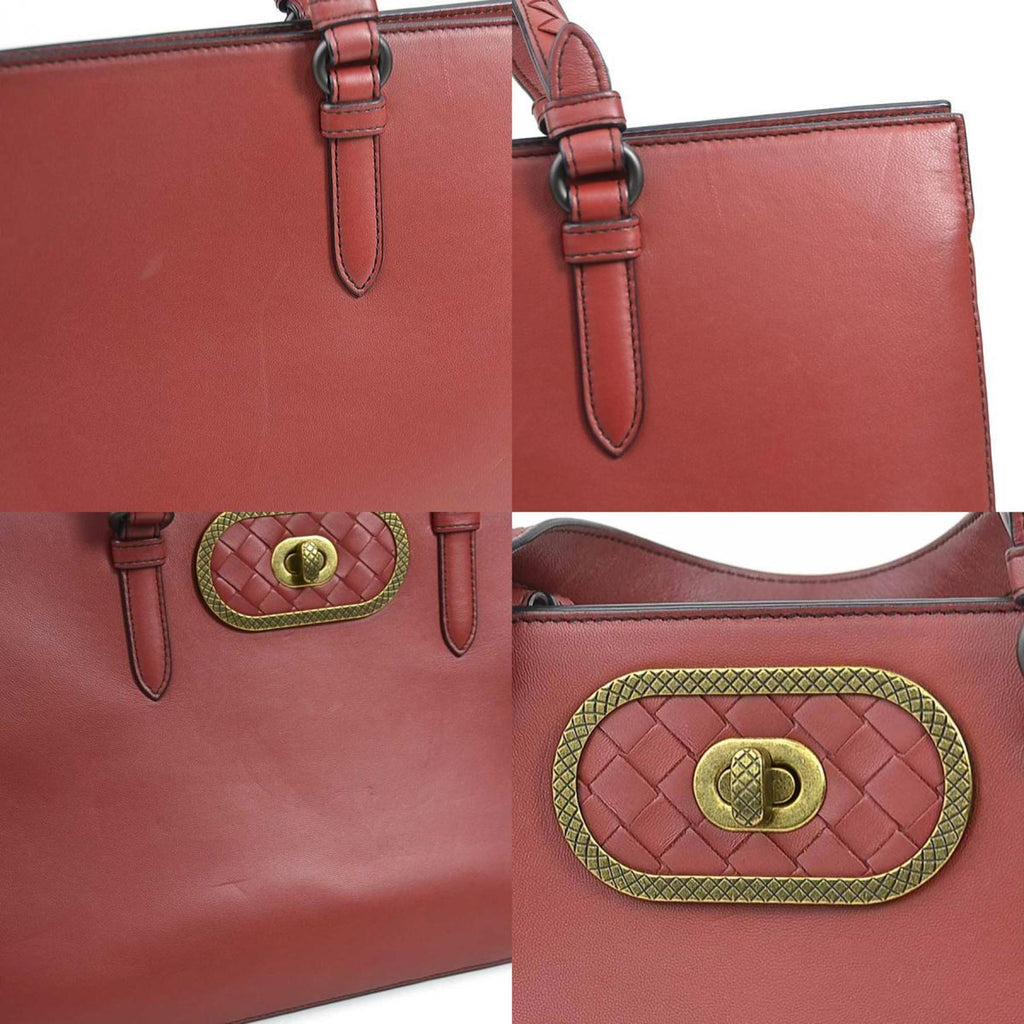 Bottega Veneta Burgundy Intrecciato Handbag Shoulder Bag