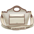 Burberry Gold Canvas Leather Tote Bag