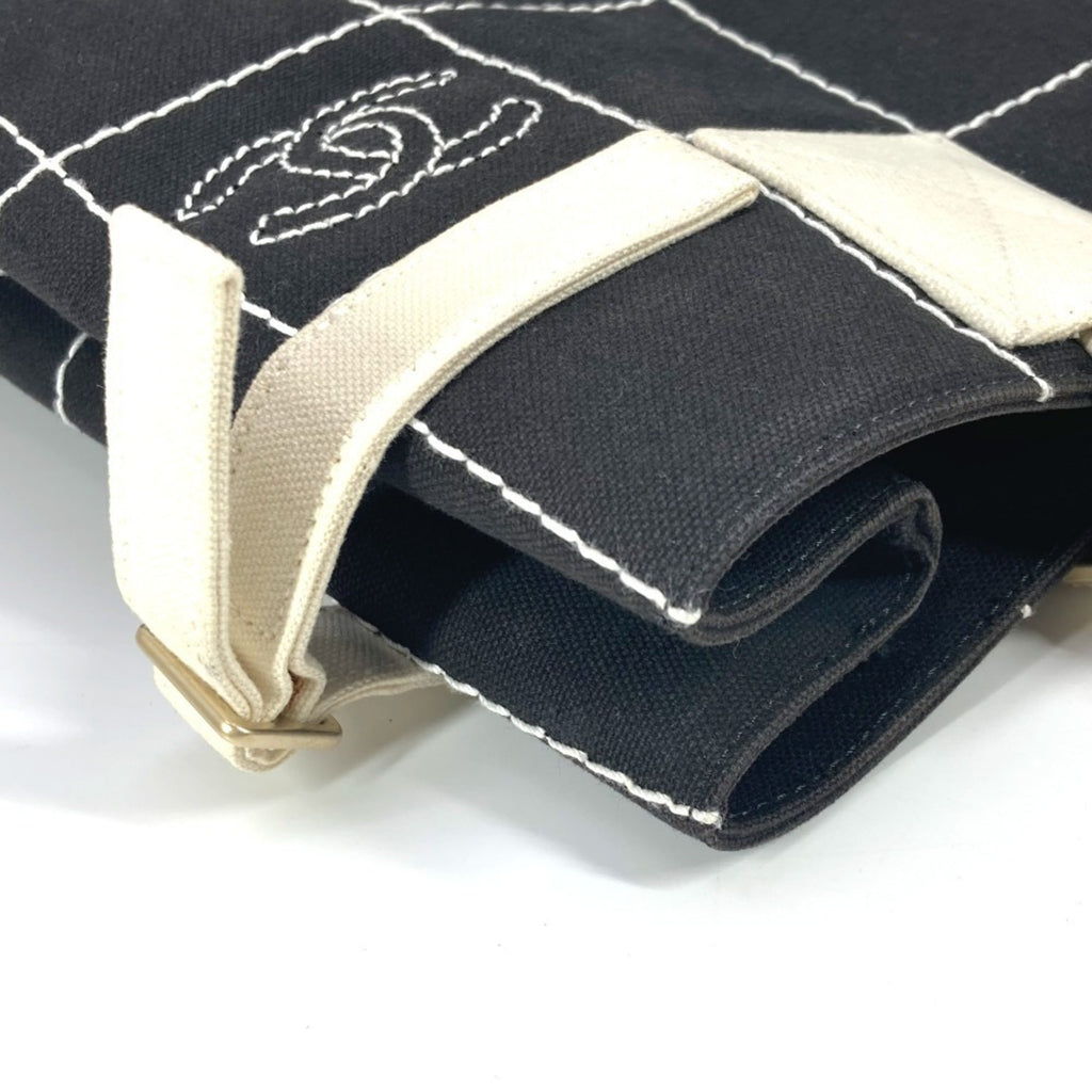Chanel Black White Canvas Shoulder Bag Tote Bag