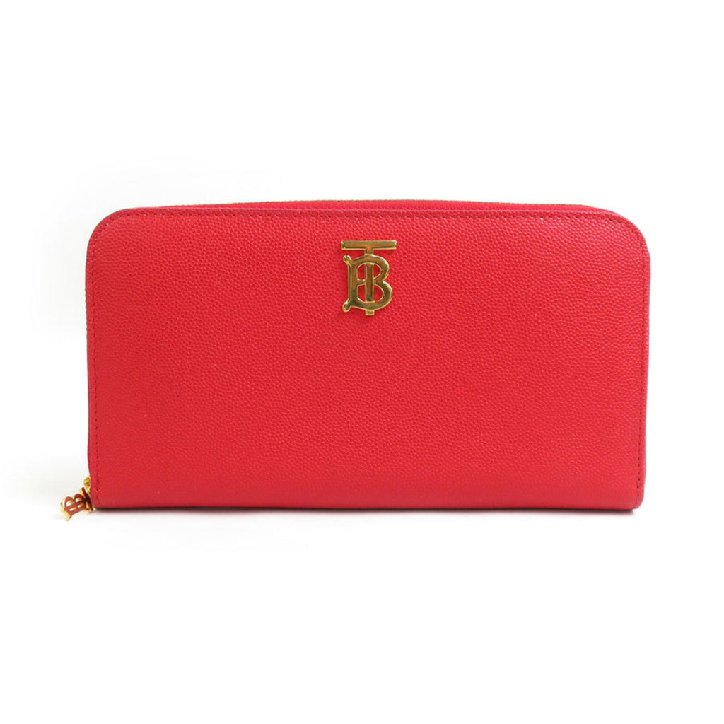 Burberry Red Color Leather Long Wallet (Bi-Fold)