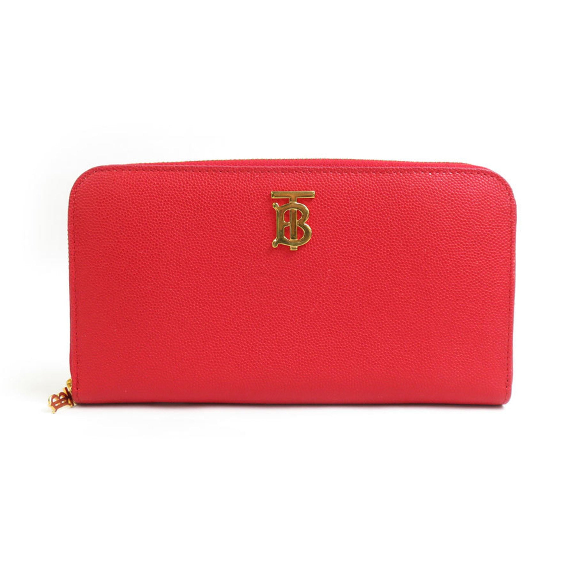 Burberry Red Color Leather Long Wallet (Bi-Fold)