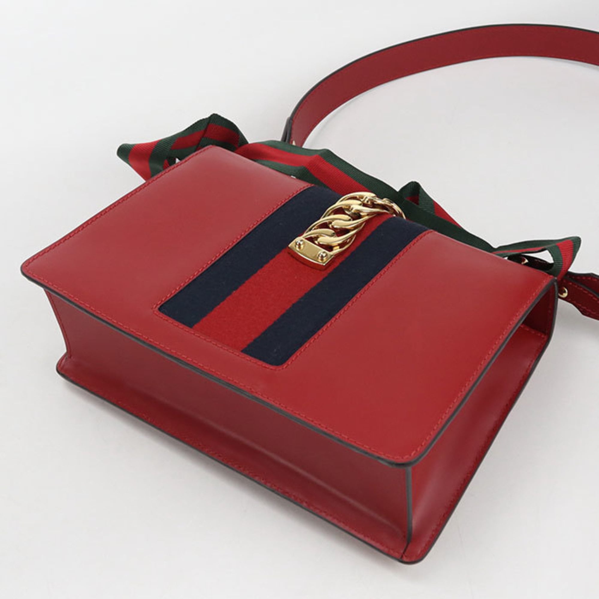 Gucci Red Color Leather Shoulder Bag (Pre-Owned)
