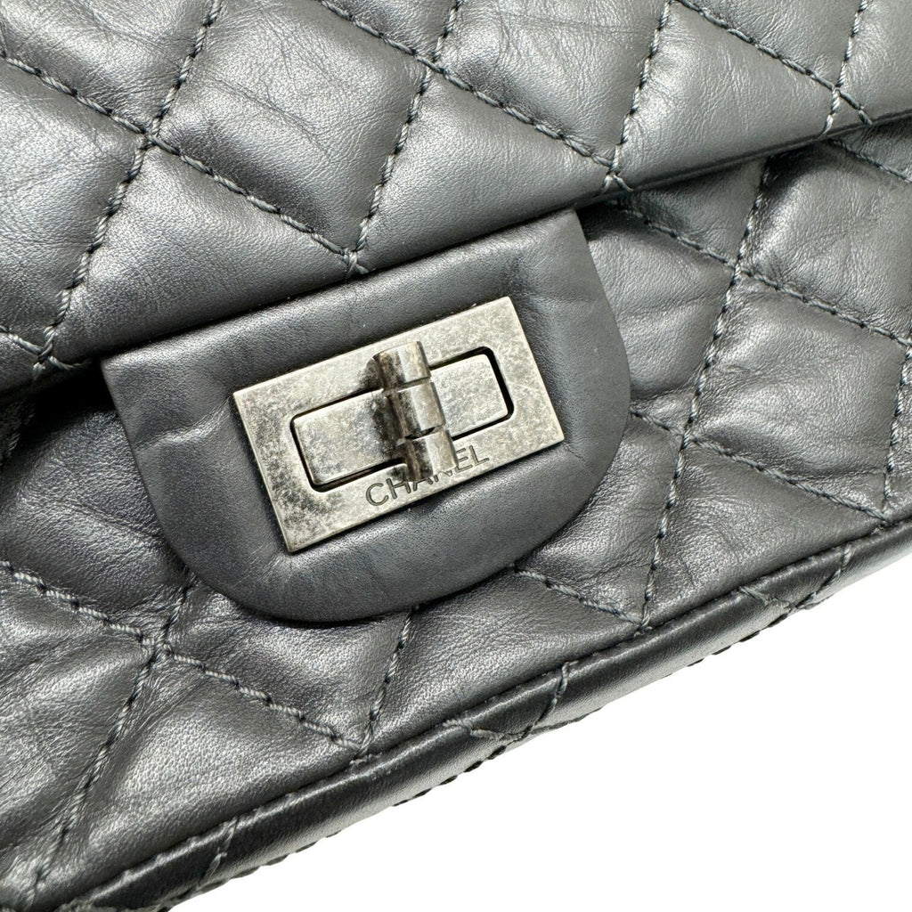 Chanel Dark Gray Leather Shoulder Bag