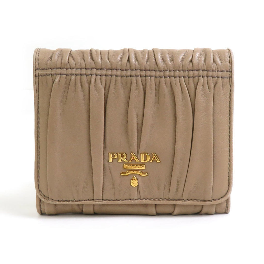 Prada Beige Leather Wallet (Tri-Fold)