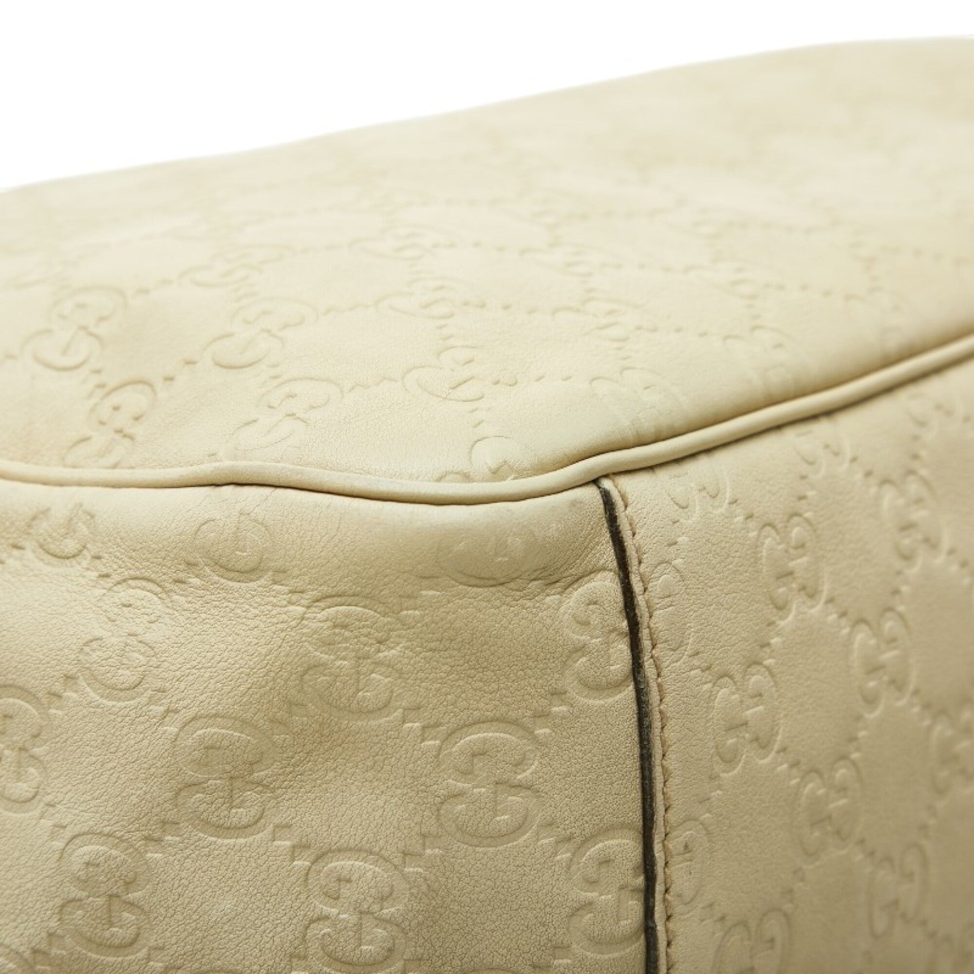 Gucci Beige Canvas Leather Handbag Tote Bag (Pre-Owned)