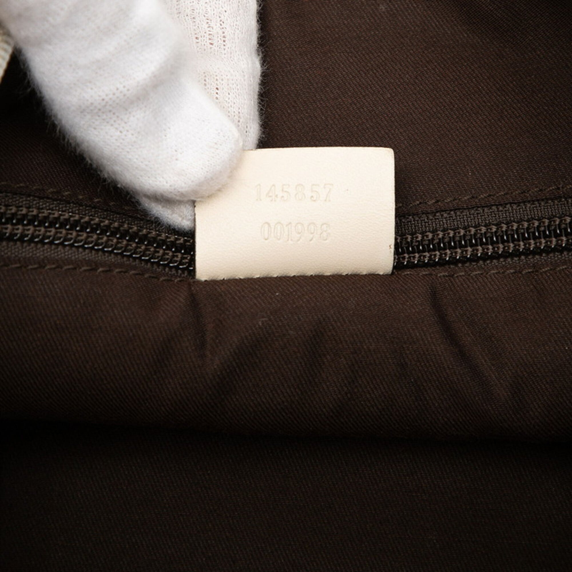 Gucci Beige Ivory Canvas Leather Shoulder Bag (Pre-Owned)