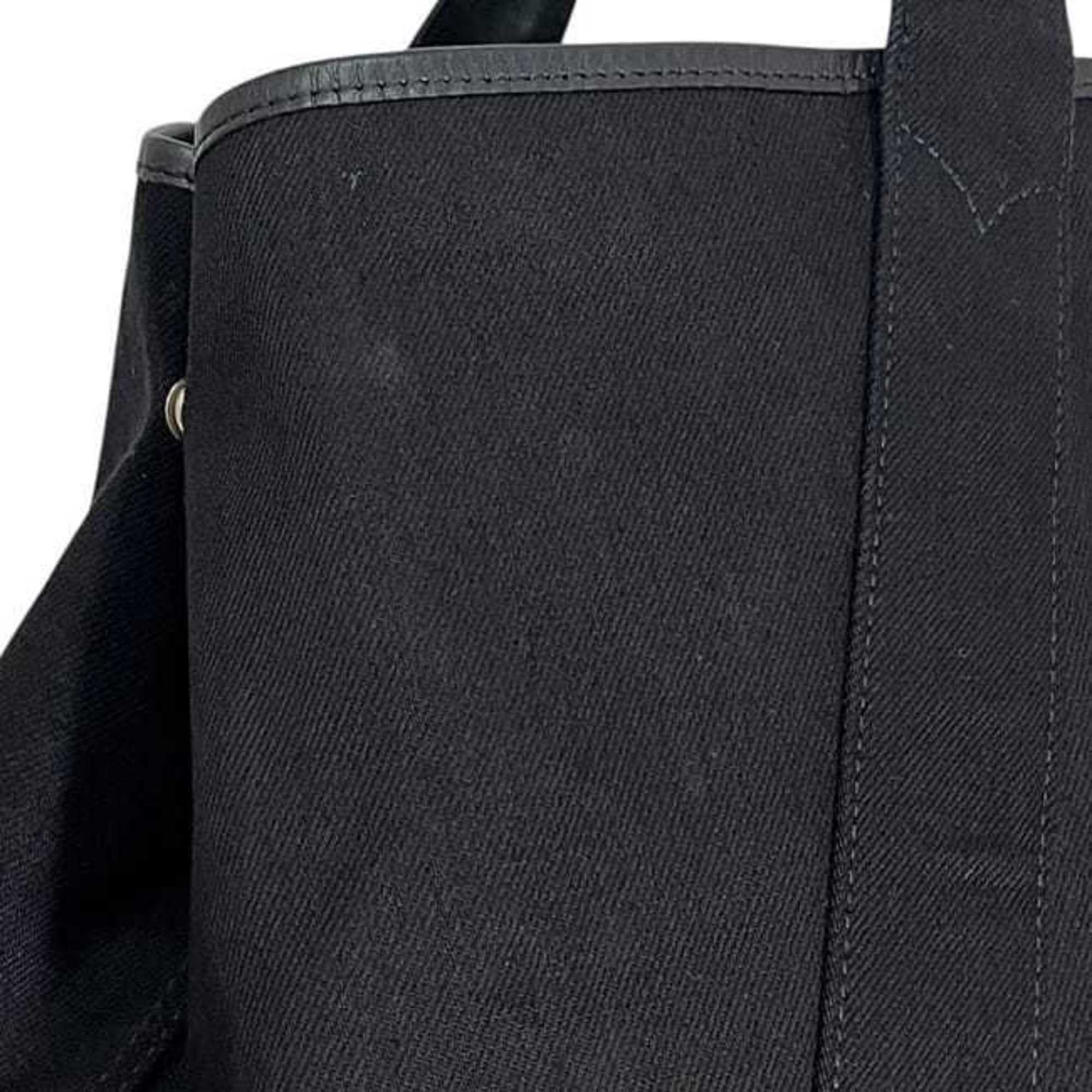 Balenciaga Black Cotton Canvas Leather Tote