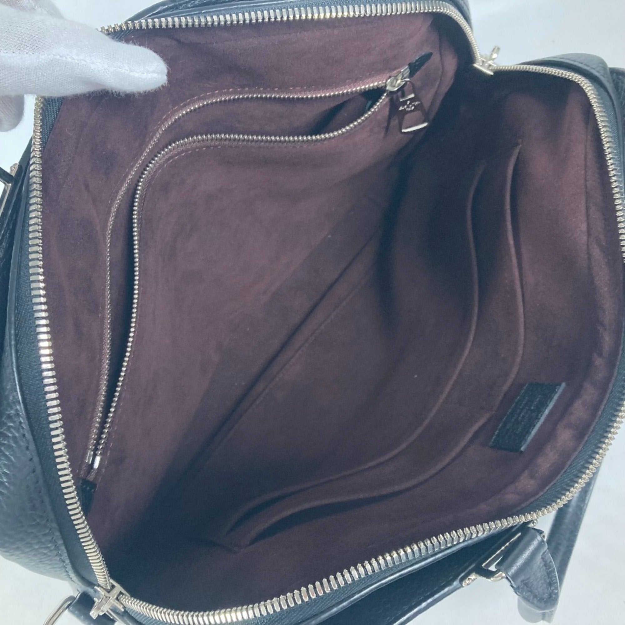 Louis Vuitton Black Leather Briefcase Handbag Tote Bag