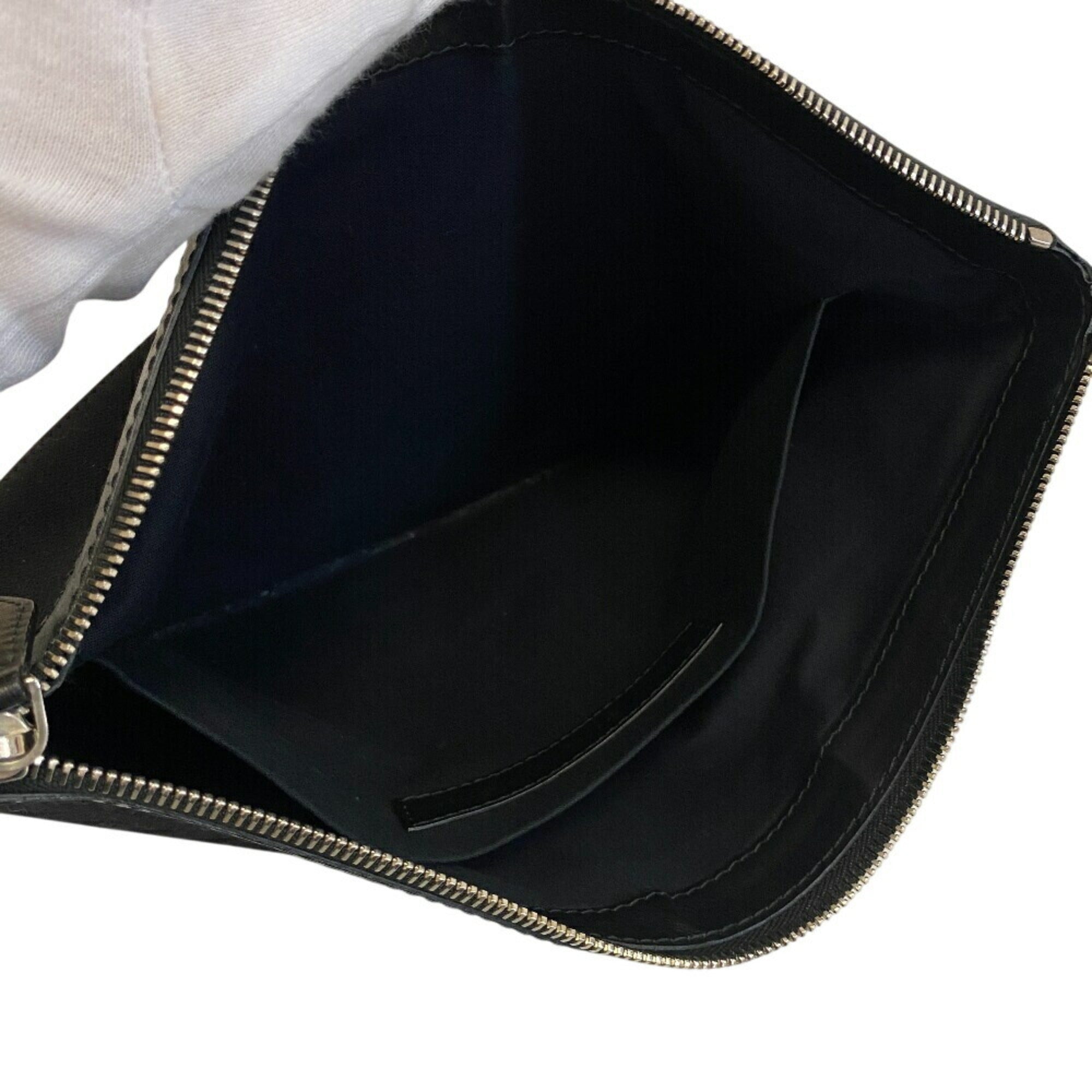 Balenciaga Black Leather Canvas Clutch