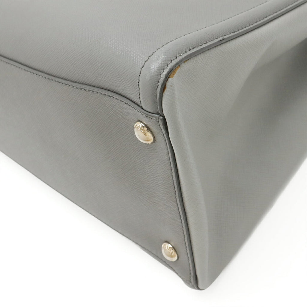 Prada Black Gray Leather Handbag Shoulder Bag