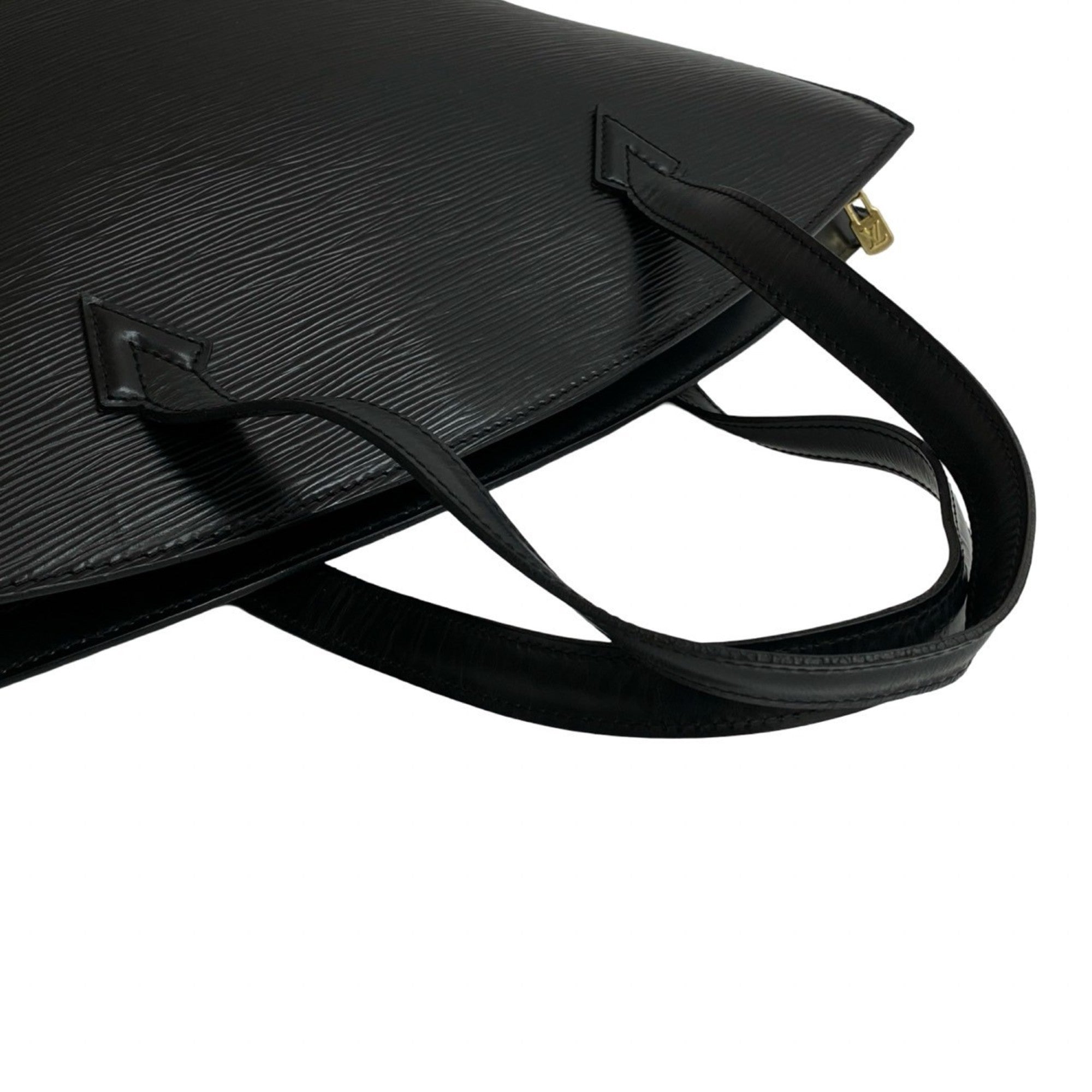 Louis Vuitton Black Leather Handbag Tote Bag