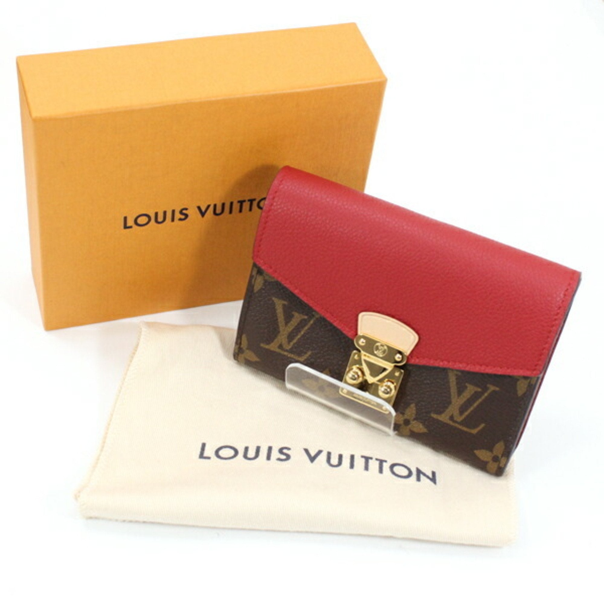 Louis Vuitton Brown Cerise Monogram Red Color Monogram Wallet (Tri-Fold)