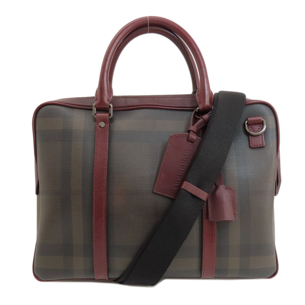 Burberry Brown Red Color Pvc Leather Handbag