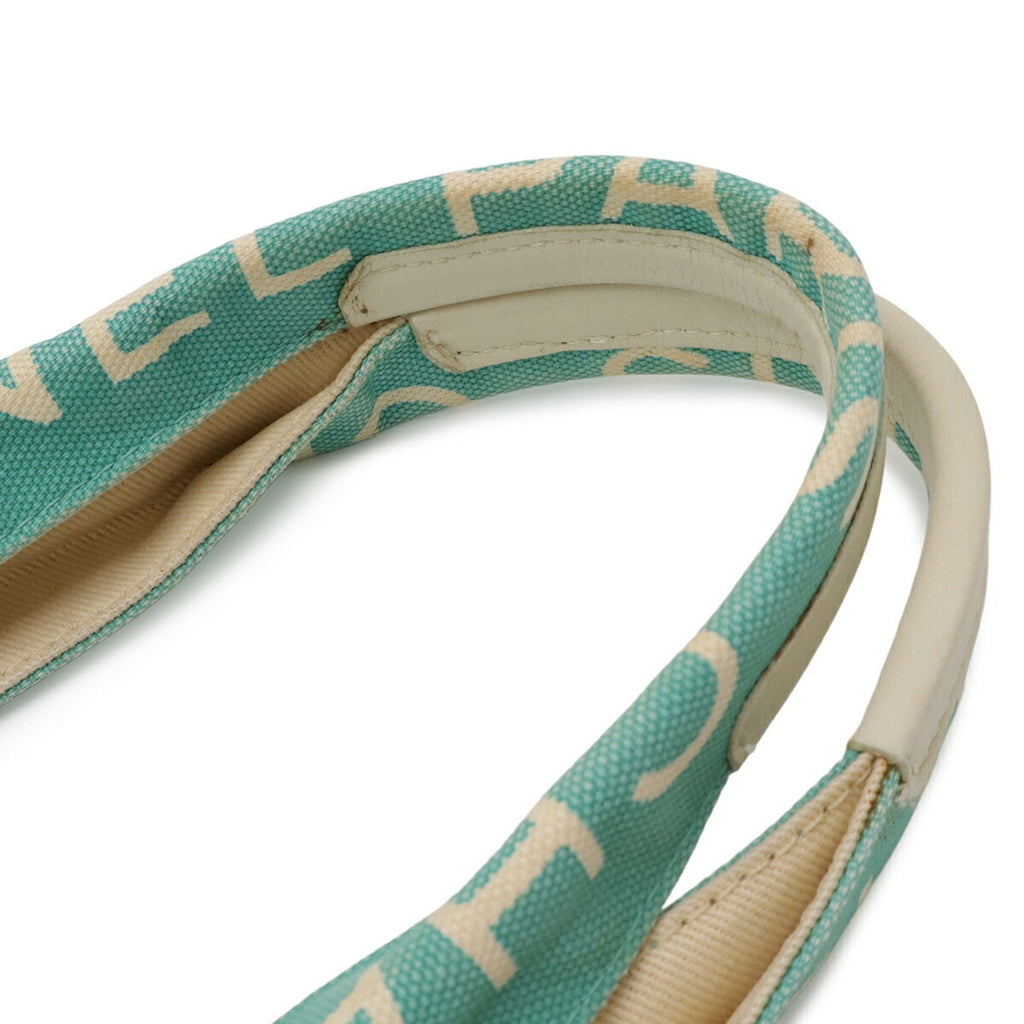 Chanel Blue Blue Green Multi-Color Canvas Shoulder Bag Tote Bag