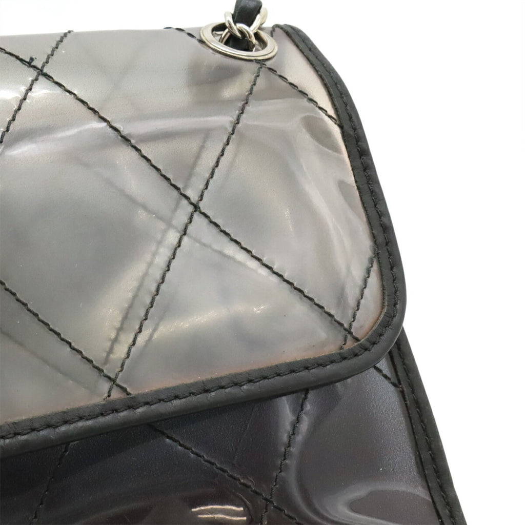 Chanel Matelasse Clear Black Vinyl Leather Handbag Shoulder Bag