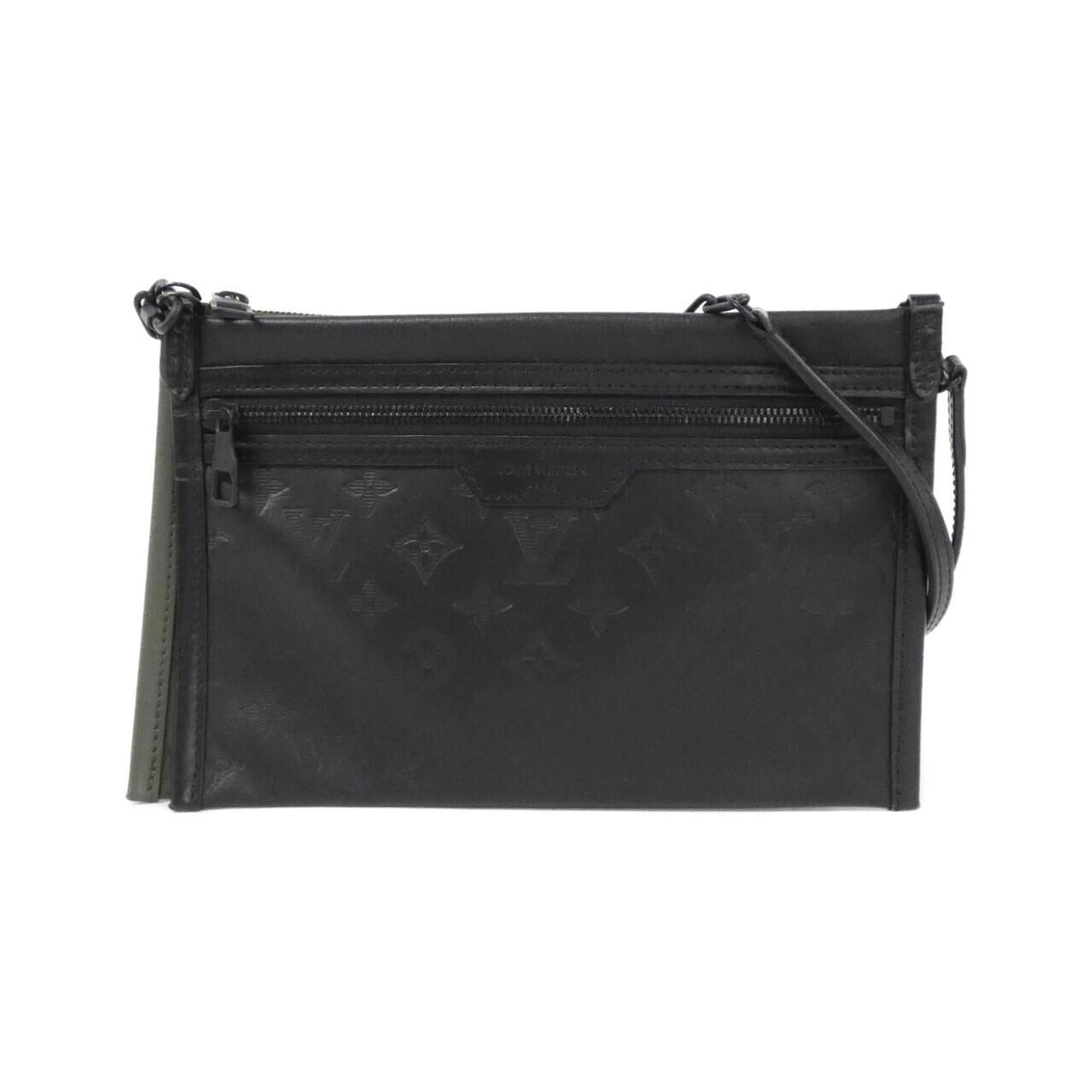 Louis Vuitton Black Khaki Leather Shoulder Bag