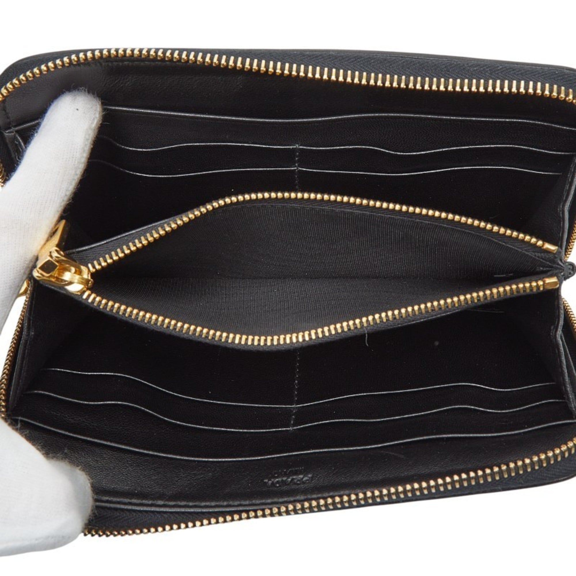 Prada Black Leather Long Wallet (Bi-Fold)