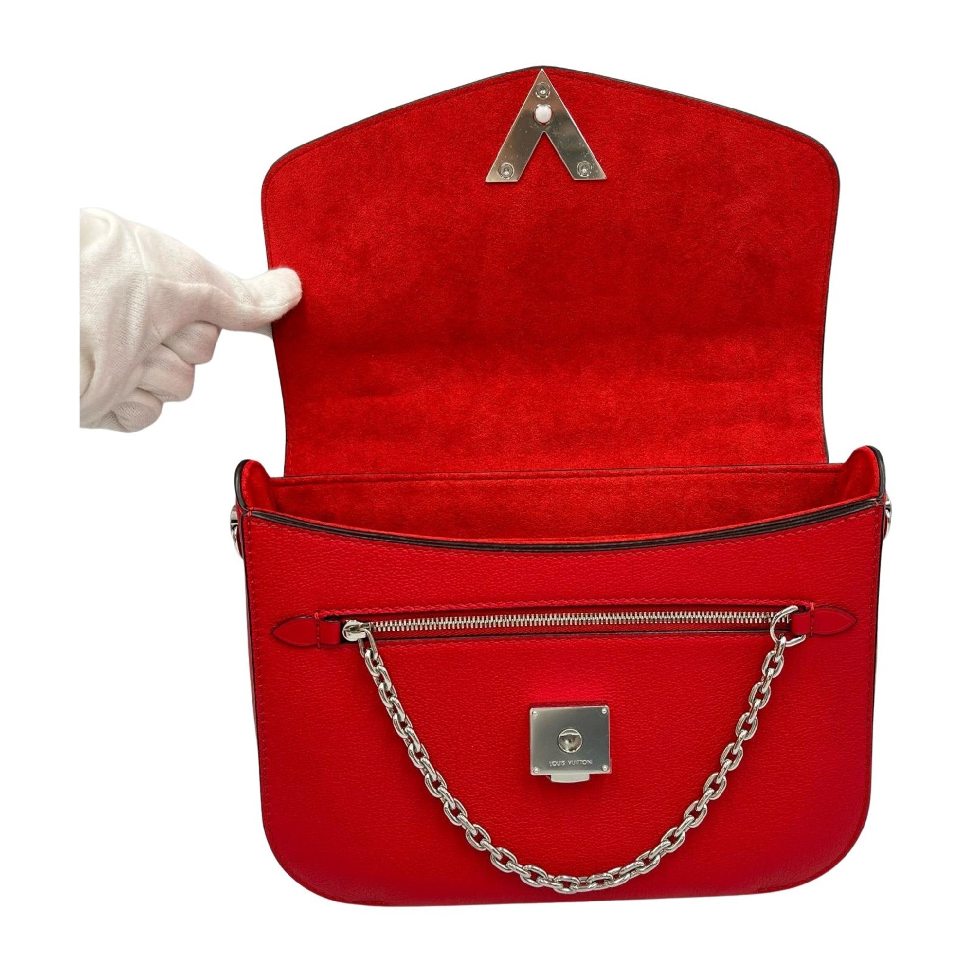 Louis Vuitton Red Color Leather Handbag Shoulder Bag