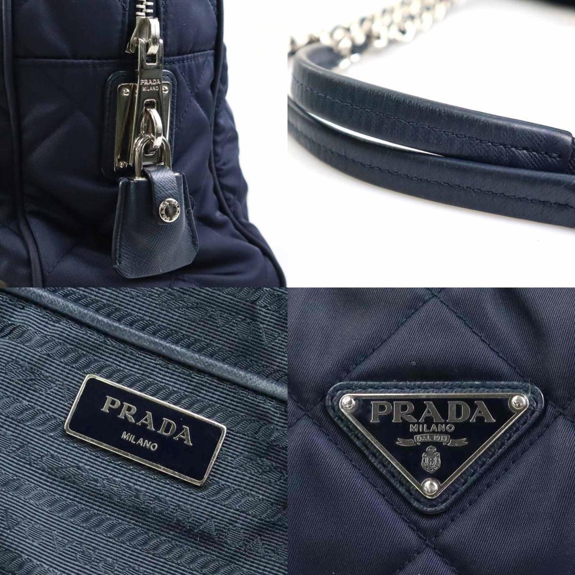 Prada Navy Nylon Shoulder Bag