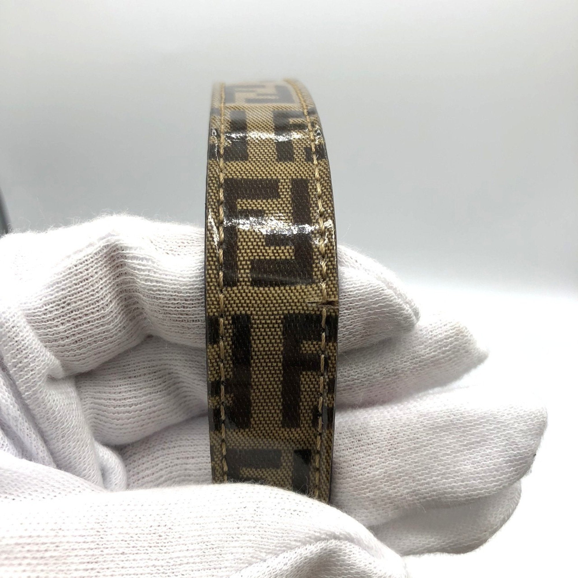 Fendi Zucchino Brown Nylon Shoulder Bag