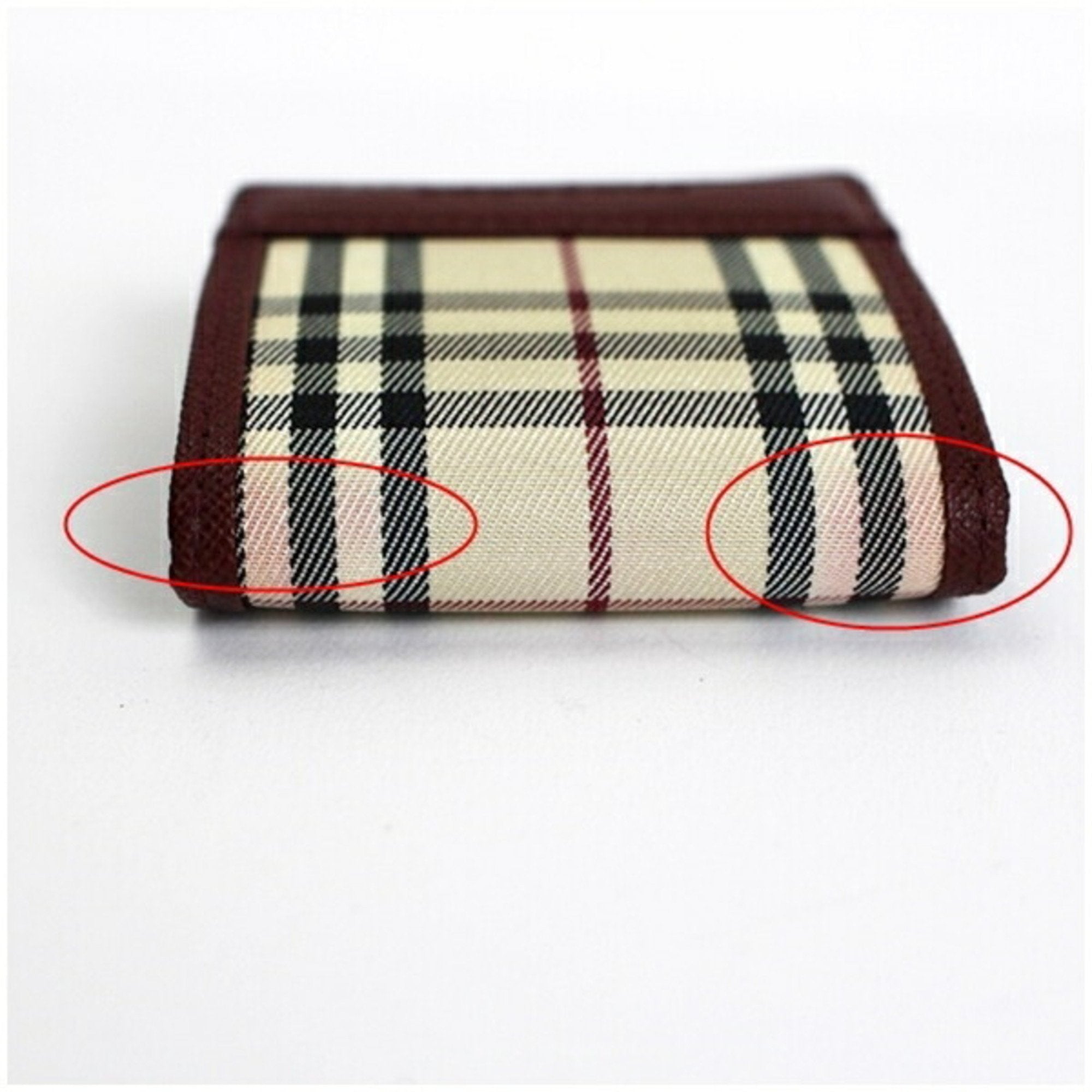 Burberry Beige Black Wine Canvas Leather Coin Purse/Coin Case