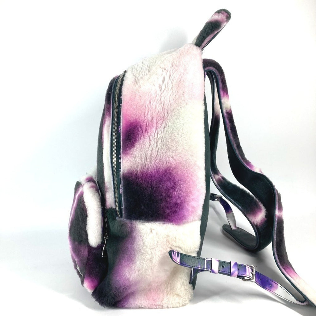 Louis Vuitton Black Purple White Fur Leather Backpack