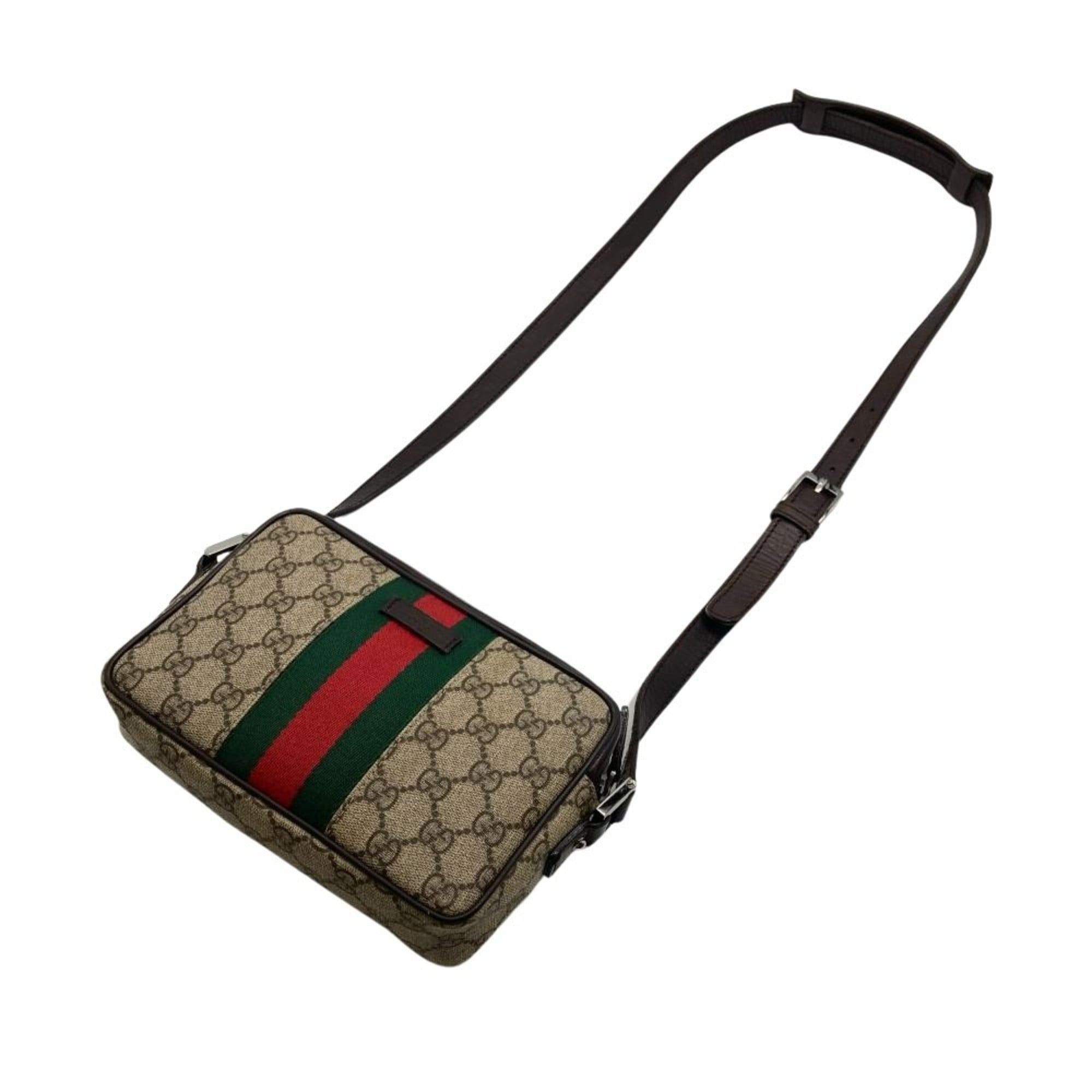 Gucci Beige Brown Gg Supreme Canvas Shoulder Bag (Pre-Owned)