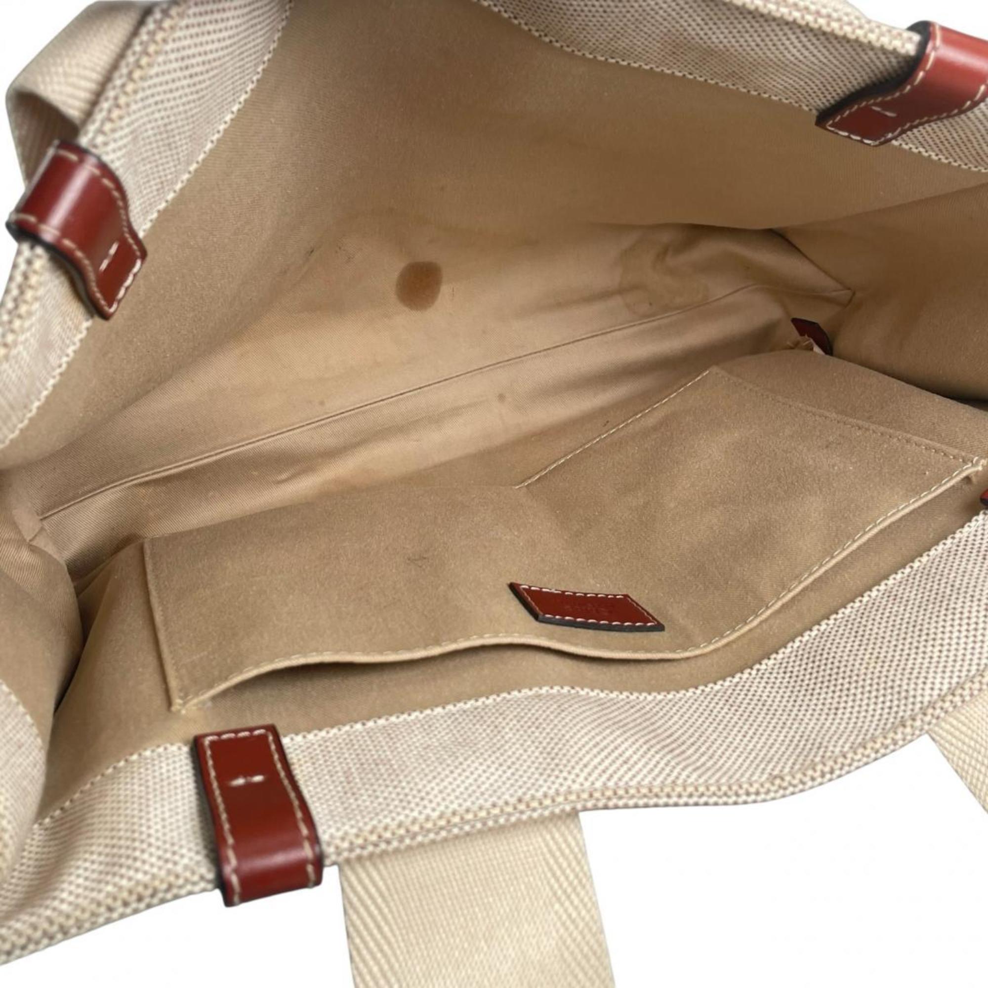 Chloé Beige Linen Leather Handbag (Pre-Owned)