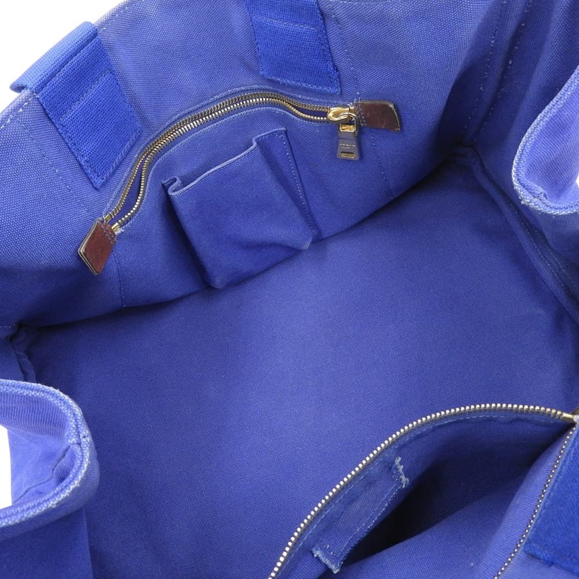 Prada Blue Canvas Handbag Tote Bag
