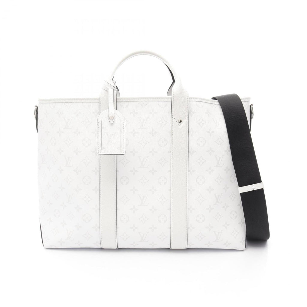 Louis Vuitton Blanc White Coated Canvas Leather Tote Bag